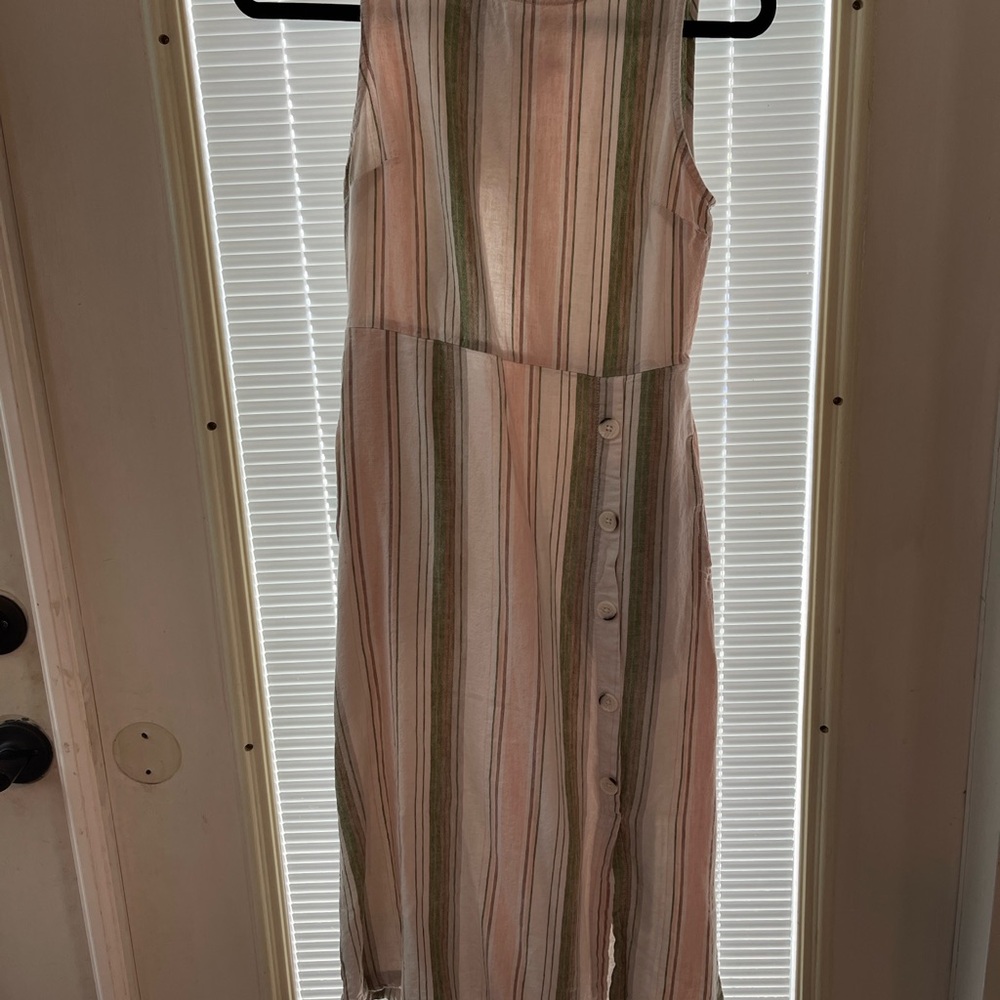 Striped Sleeveless Button-Down Dress